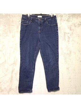 St Johns Bay Size 10 Jean Blue Denim Mid Rise Casual Straight Cropped Ankle Crop